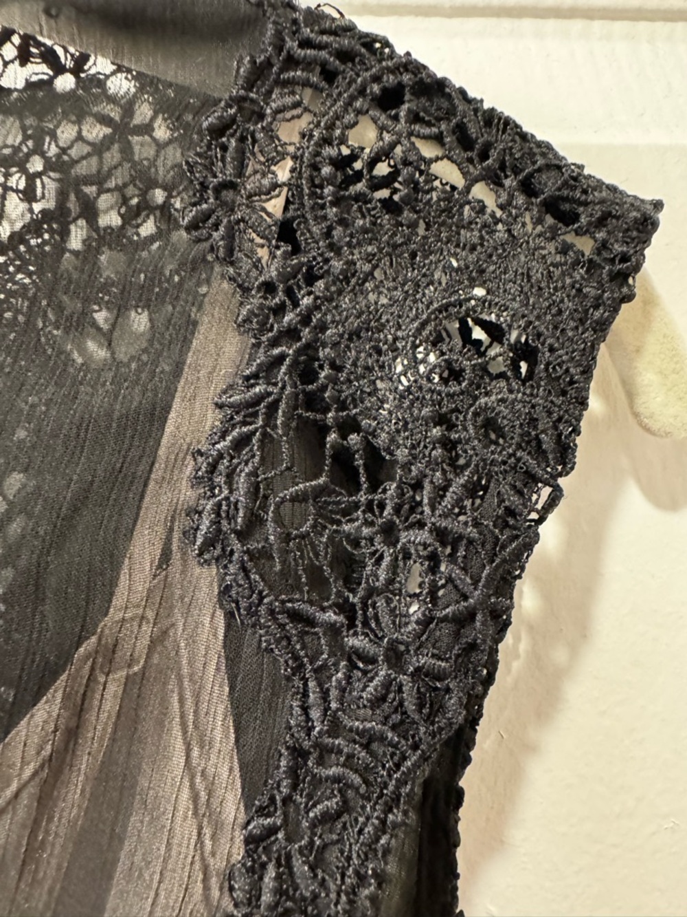 Allsaints Sara Black Lace V-Neck Sheer Midi Dress Sz. 2 - Picture 12 of 16